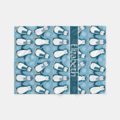 Cute Winter Penguins Design Voeg naam toe Fleece Deken (Voorkant (Horizontaal))