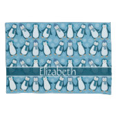 Cute Winter Penguins Design Voeg naam toe Kussensloop (Voorkant)