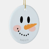 Cute Winter Personalized Snowman Face Kerstmis Keramisch Ornament (Rechts)