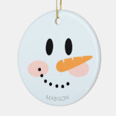 Cute Winter Personalized Snowman Face Kerstmis Keramisch Ornament (Links)