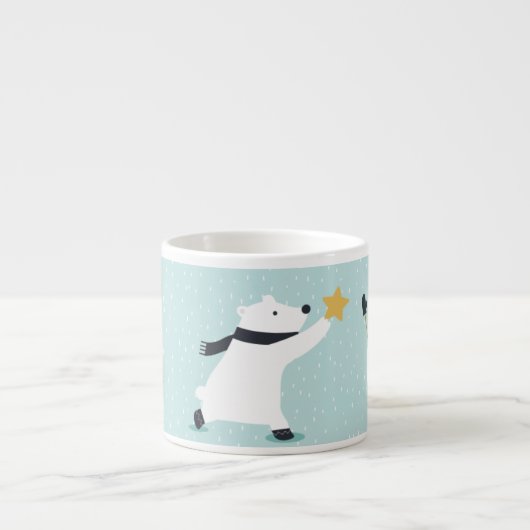 Cute Winter Polar Beer en Snowman Art  Espresso Kop (Voorkant)