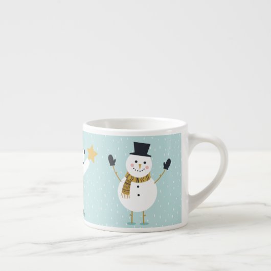 Cute Winter Polar Beer en Snowman Art  Espresso Kop (Rechts)