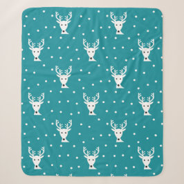 Cute winter rendierpatroon blue Sherpa Blanket Deken
