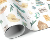 Cute Winter Scandinavian Kerstcadeau Cadeaupapier (Rol Hoek)