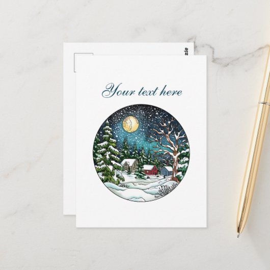 Cute Winter scene customizable  Briefkaart (Voorkant / Achterkant in situ)