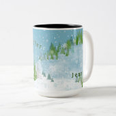 Cute Winter Scene Personnalisée Tasse à café à deu (Devant droit)