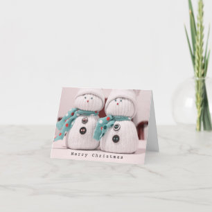 Cute Winter Snowman Couple met Scarves Feestdagen Kaart