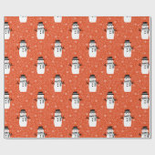 Cute Winter Snowman-kerstinpakpapier Cadeaupapier (Vlak)