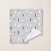 Cute Winter Tree & Snow Pattern Bad Handdoek (Wasdoekje)