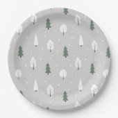 Cute Winter Tree & Snow Pattern Papieren Bordje (Voorkant)