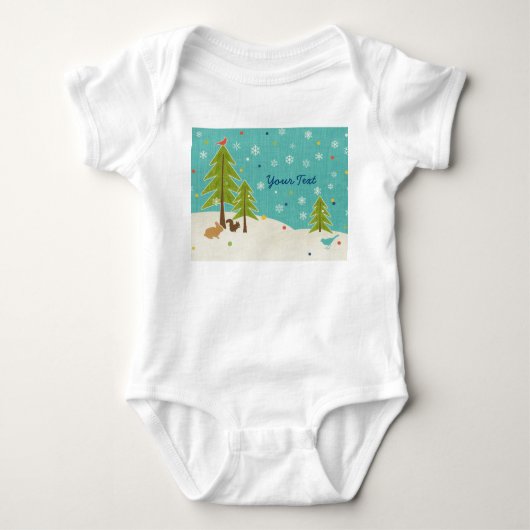 Cute Winter Wonderland Woodland Scene gepersonalis Romper (Voorkant)