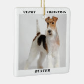 Cute Wire Fox Terrier Dog Foto Merry Kerstry Keramisch Ornament (Rechts)