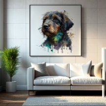 Cute Wirehaered Dachshund Puppy Waterverf Art