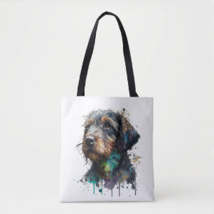 Cute Wirehaered Dachshund Puppy Waterverf Art Tot Draagtas