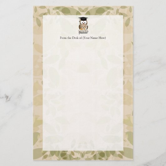 Cute Wise Owl Afstuderen Briefpapier (Voorkant)