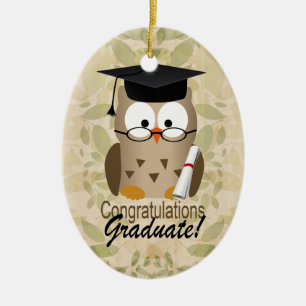 Cute Wise Owl Afstuderen Keramisch Ornament