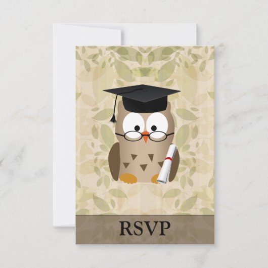 Cute Wise Owl Afstuderen RSVP Kaartje (Voorkant)