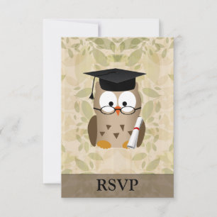 Cute Wise Owl Afstuderen RSVP Kaartje