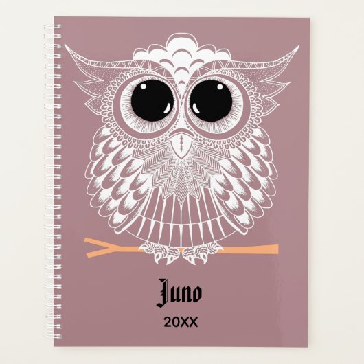 Cute Wise Owl Mandala Doodle Henna Pattern Planner (Voorkant)
