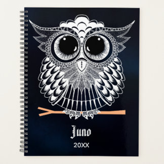 Cute Wise Owl Mandala Doodle Henna Pattern Planner