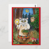 Cute witch cat fantasy briefkaart (Voorkant / Achterkant)