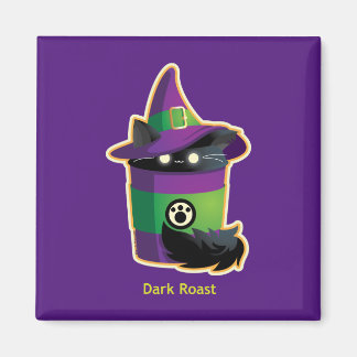 Cute Witch Coffee Black Cat Magneet