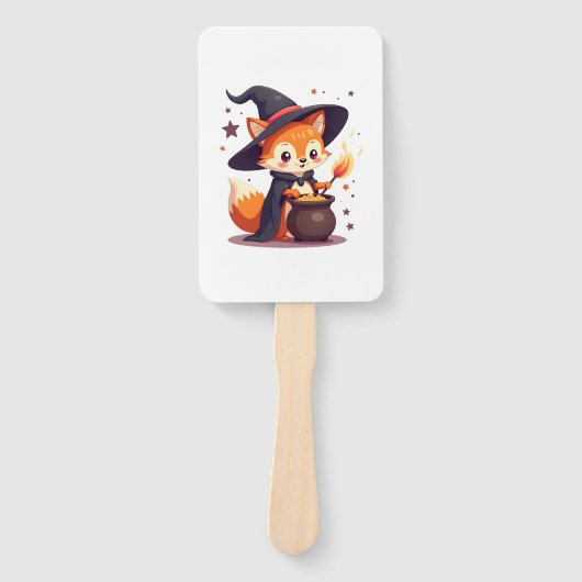 Cute Witch Fox � Magical Halloween Animal Tee Handwaaier (Voorkant)