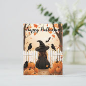 Cute Witch Halloween Briefkaart (Staand voorkant)