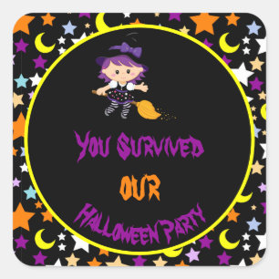 Cute Witch Halloween Costume Party Vierkante Sticker
