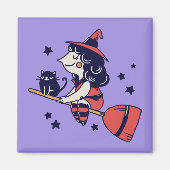 Cute Witch Halloween magnet Magneet (Voorkant)