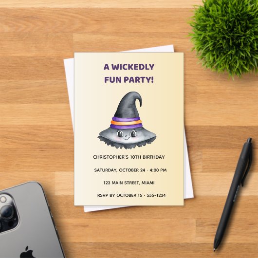 Cute Witch Hat Halloween Acrylic Invitation (Insitu (Carte d'invitation))