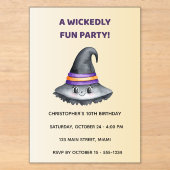 Cute Witch Hat Halloween Acrylic Invitation (Recto)