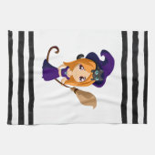 Cute Witch in Paars Pet Halloween Theedoek (Horizontaal)