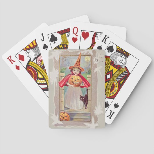 Cute Witch Jack O' Lantern Pumpkin Black Cat Speelkaarten (Achterkant)