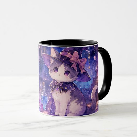 Cute Witch Kitten Mug Mok (Voorkant rechts)