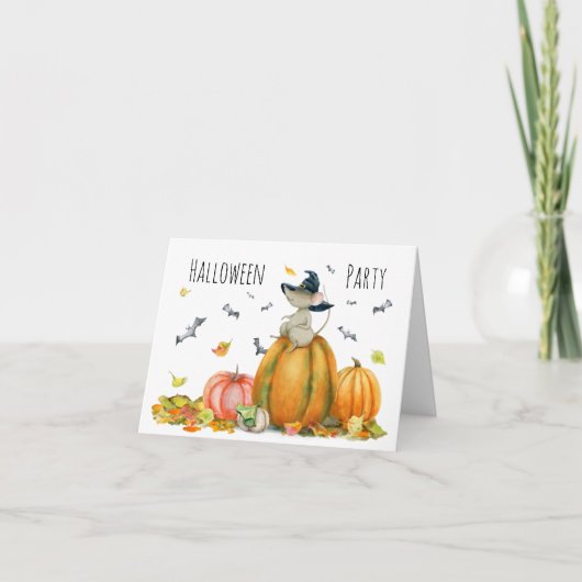 Cute Witch Mouse op de pompoen (Voorkant)
