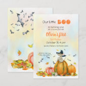 Cute Witch Mouse op de pompoen Kaart (Voorkant / Achterkant)