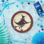 Cute Witch op Bord voor papier uit de ruimte (Feest)