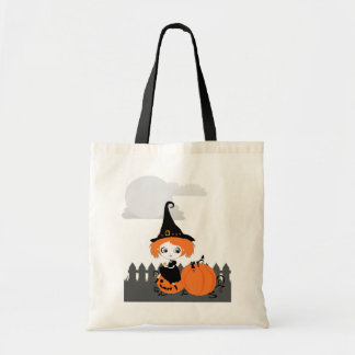 Cute Witch Oranje pompoenzak Tote Bag