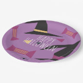 Cute Witch Pet Halloween Party Pattern Paars Papieren Bordje (Gekanteld)