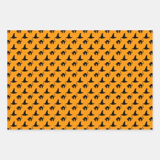 Cute Witch Pet Halloween Pattern Inpakpapier Vel (Voorkant)