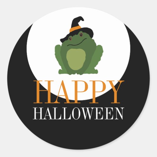 Cute Witch Toad, Halloween Ronde Sticker (Voorkant)