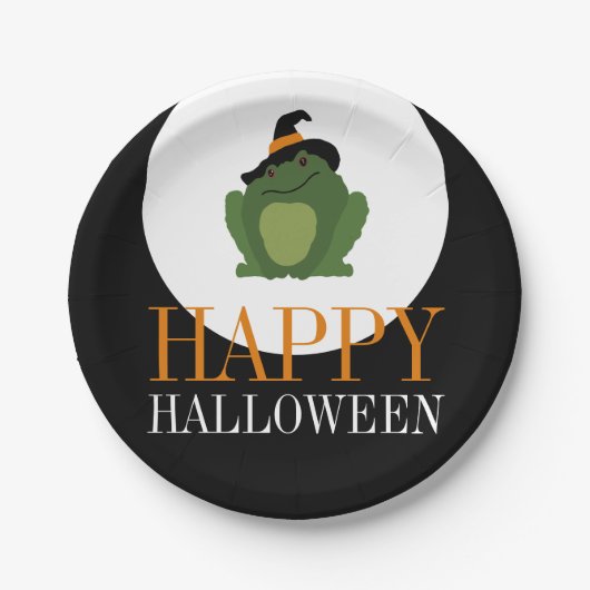 Cute Witch Toad, Happy Halloween Papieren Bordje (Voorkant)