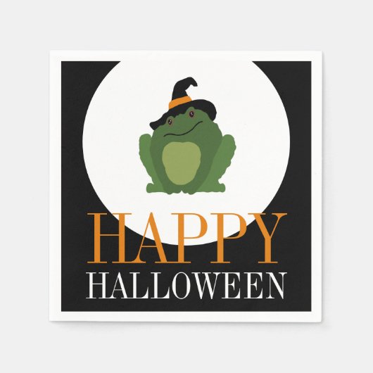 Cute Witch Toad, Happy Halloween Servet (Voorkant)