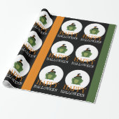 Cute Witch Toad, Happy Halloween Wrapping Paper Cadeaupapier (Uitgerold)
