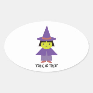 Cute Witch - Trick or treat Ovale Sticker