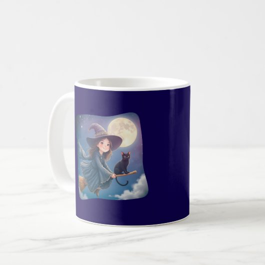 Cute Witch With Cat Mug (Devant gauche)