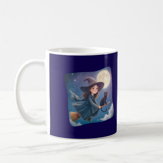 Cute Witch With Cat Mug (Gauche)