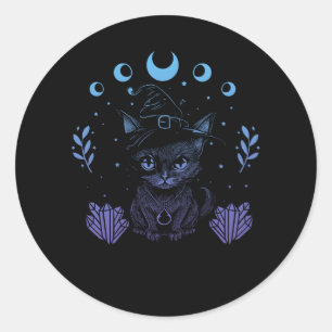Cute Witchy Black Crystal Alchemy Kawaii Paste Ronde Sticker