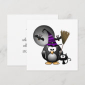 Cute Witchy Penguin met Halloween Scene Kaart (Voorkant / Achterkant)